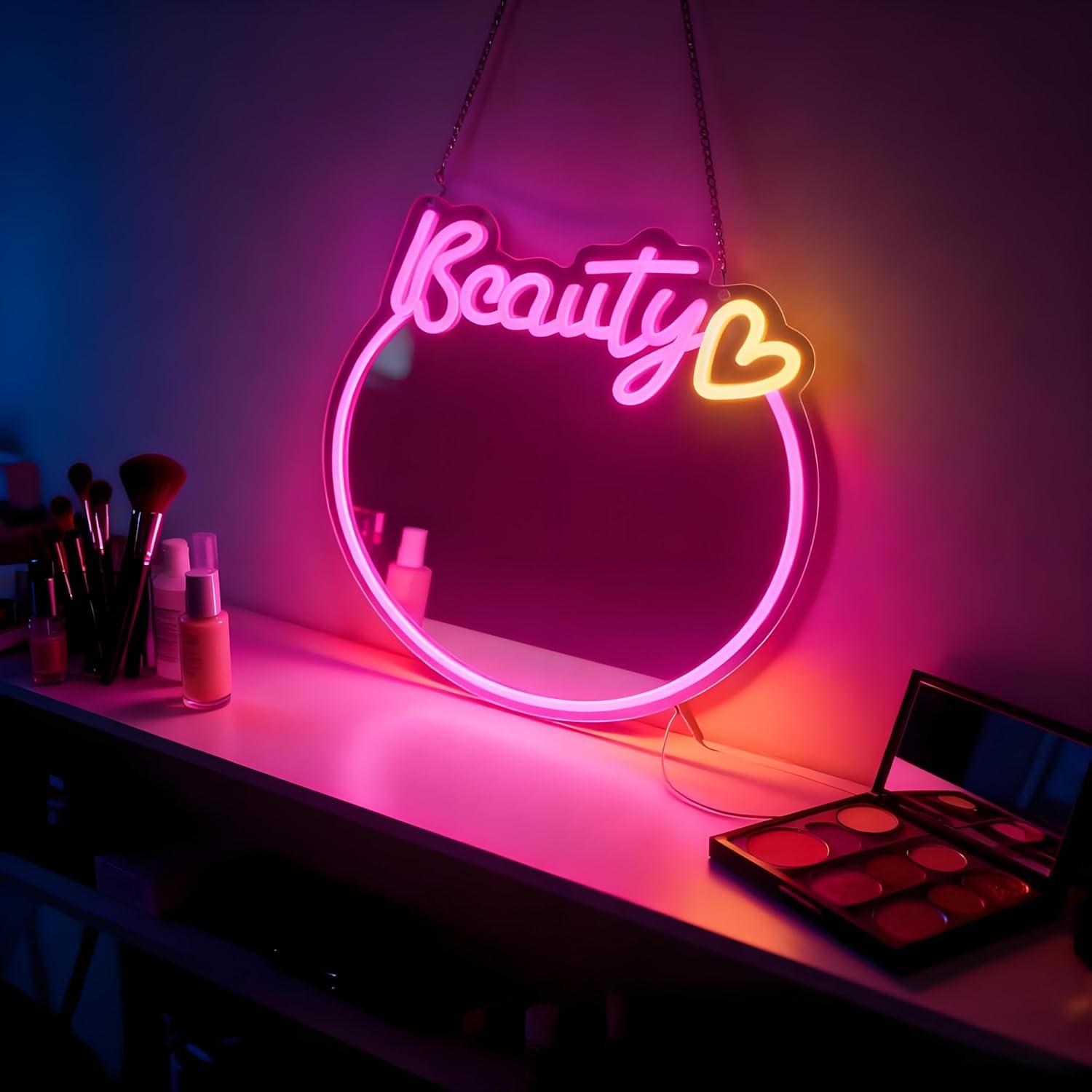 Decorative Mirror - مرآة تجميل مع إضاءة نيون LED